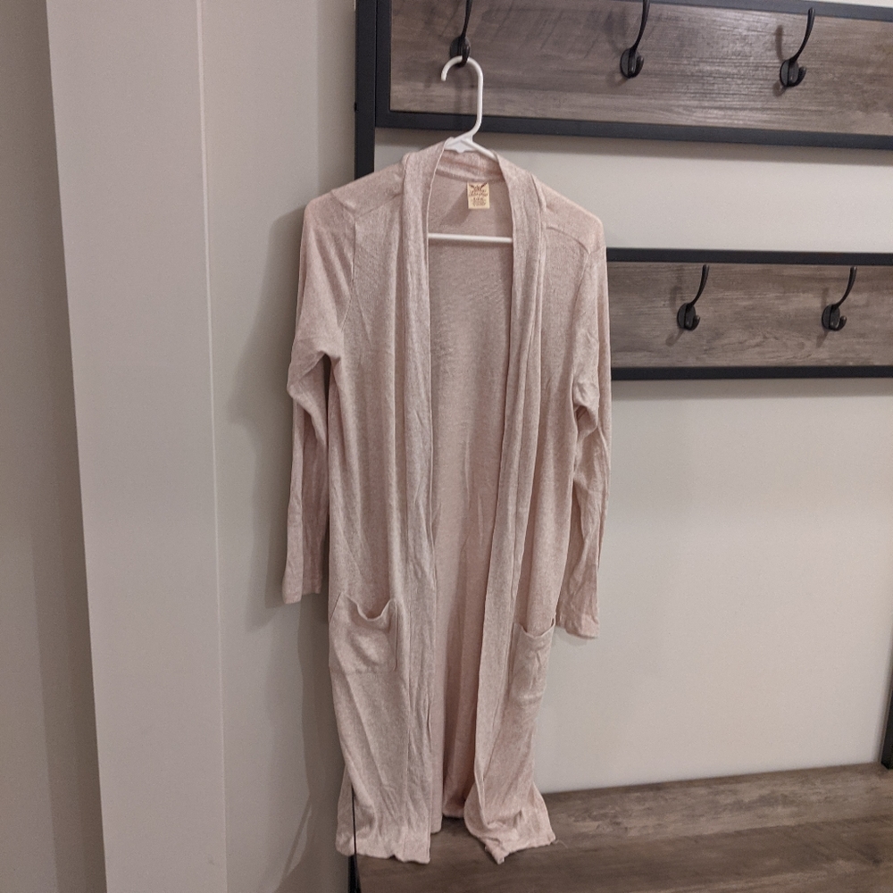 Cream duster cardigan with pockets